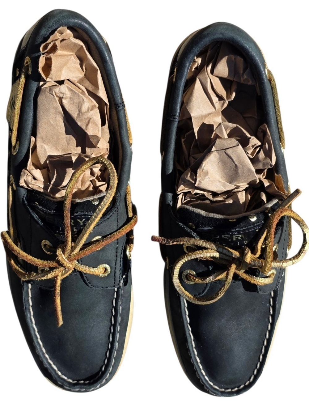 Sperry Top-Sider Angelfish Black Gold Metallic Polka Dot Leather Boat Shoes